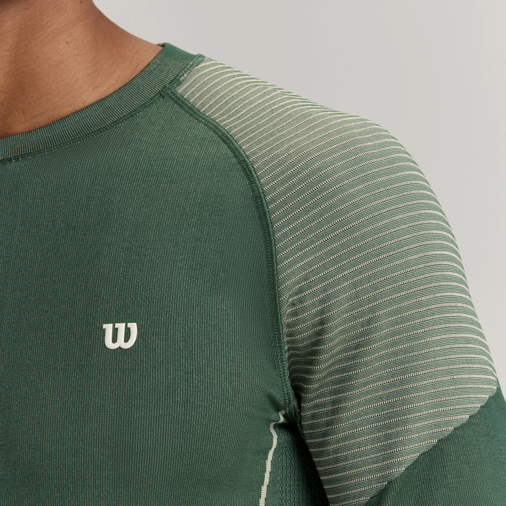 Wilson Court Ready Ls Tee 男款 服飾 長袖T恤 黑色/梧桐樹綠