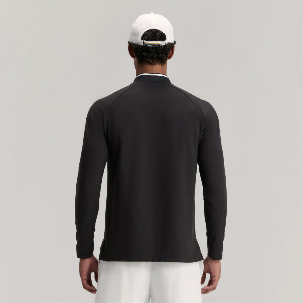 Wilson Practice Rally 1/2 Zip Ls Tee 男款 服飾 長袖T恤 黑色/咖啡色