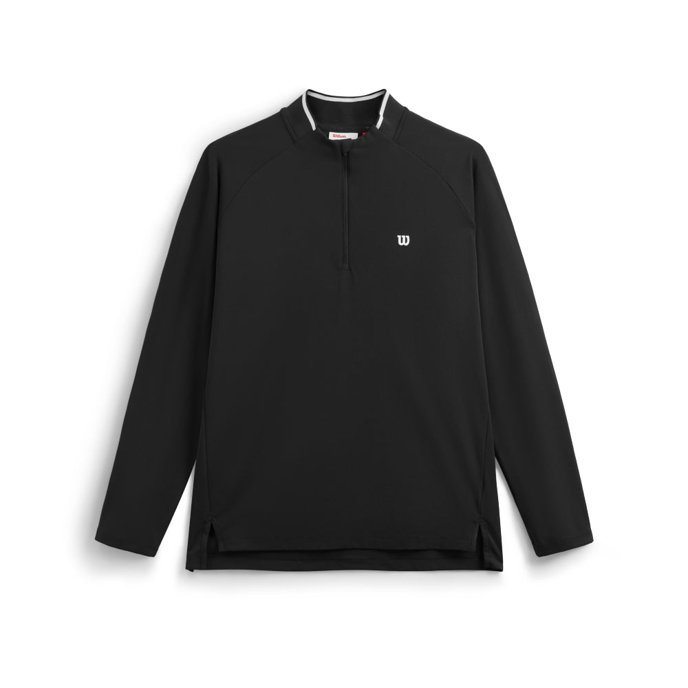 Wilson Practice Rally 1/2 Zip Ls Tee 男款 服飾 長袖T恤 黑色/咖啡色