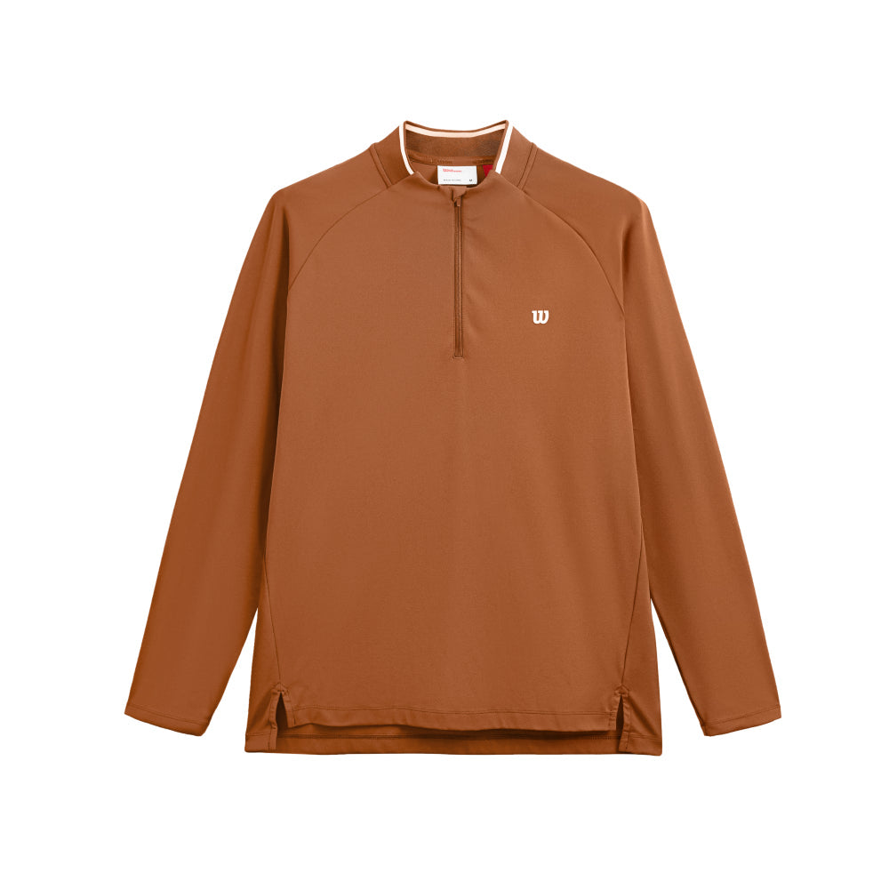 Wilson Practice Rally 1/2 Zip Ls Tee 男款 服飾 長袖T恤 黑色/咖啡色