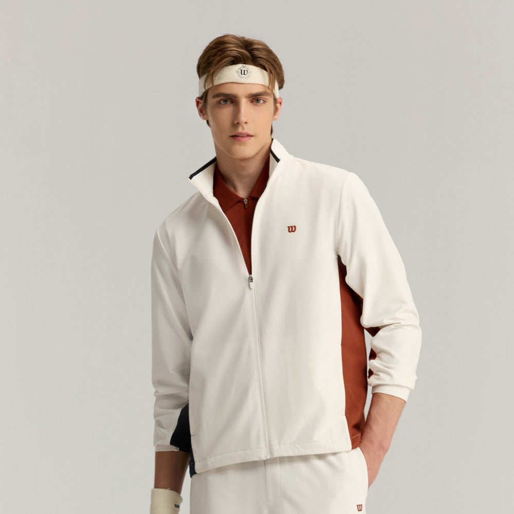 Wilson Depth Shot Track Suit 男款 服飾 外套 沙色/辣紅色