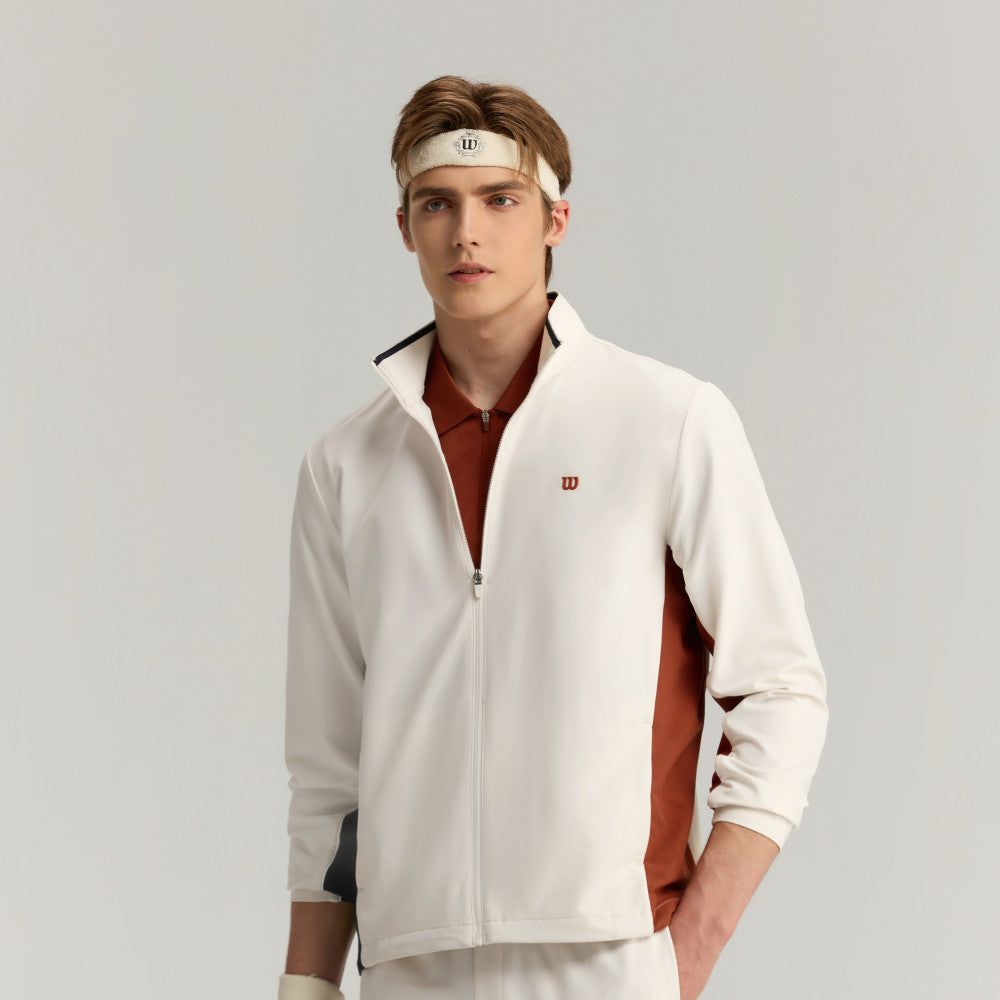 Wilson Depth Shot Track Suit 男款 服飾 外套 沙色/辣紅色