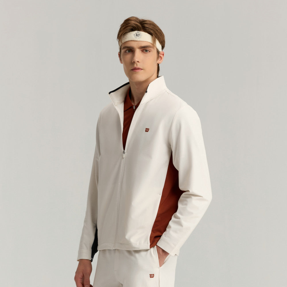 Wilson Depth Shot Track Suit 男款 服飾 外套 沙色/辣紅色