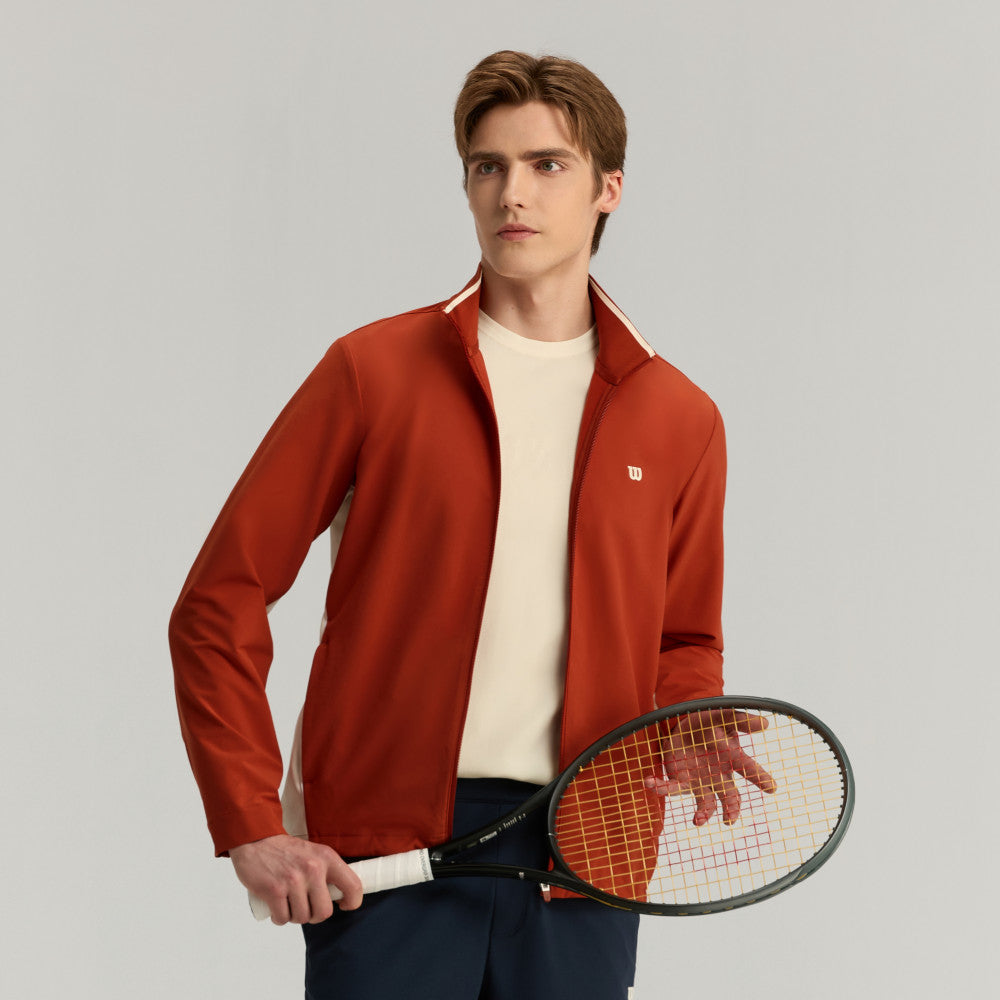 Wilson Depth Shot Track Suit 男款 服飾 外套 沙色/辣紅色