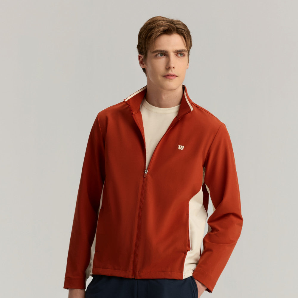 Wilson Depth Shot Track Suit 男款 服飾 外套 沙色/辣紅色