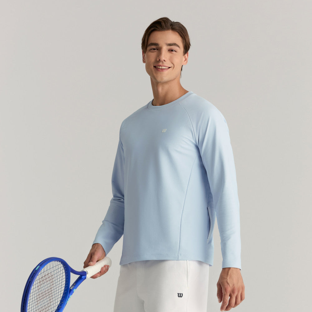 Wilson Active Ls Tee V2 男款 服飾 長袖T恤 長春花藍/白色