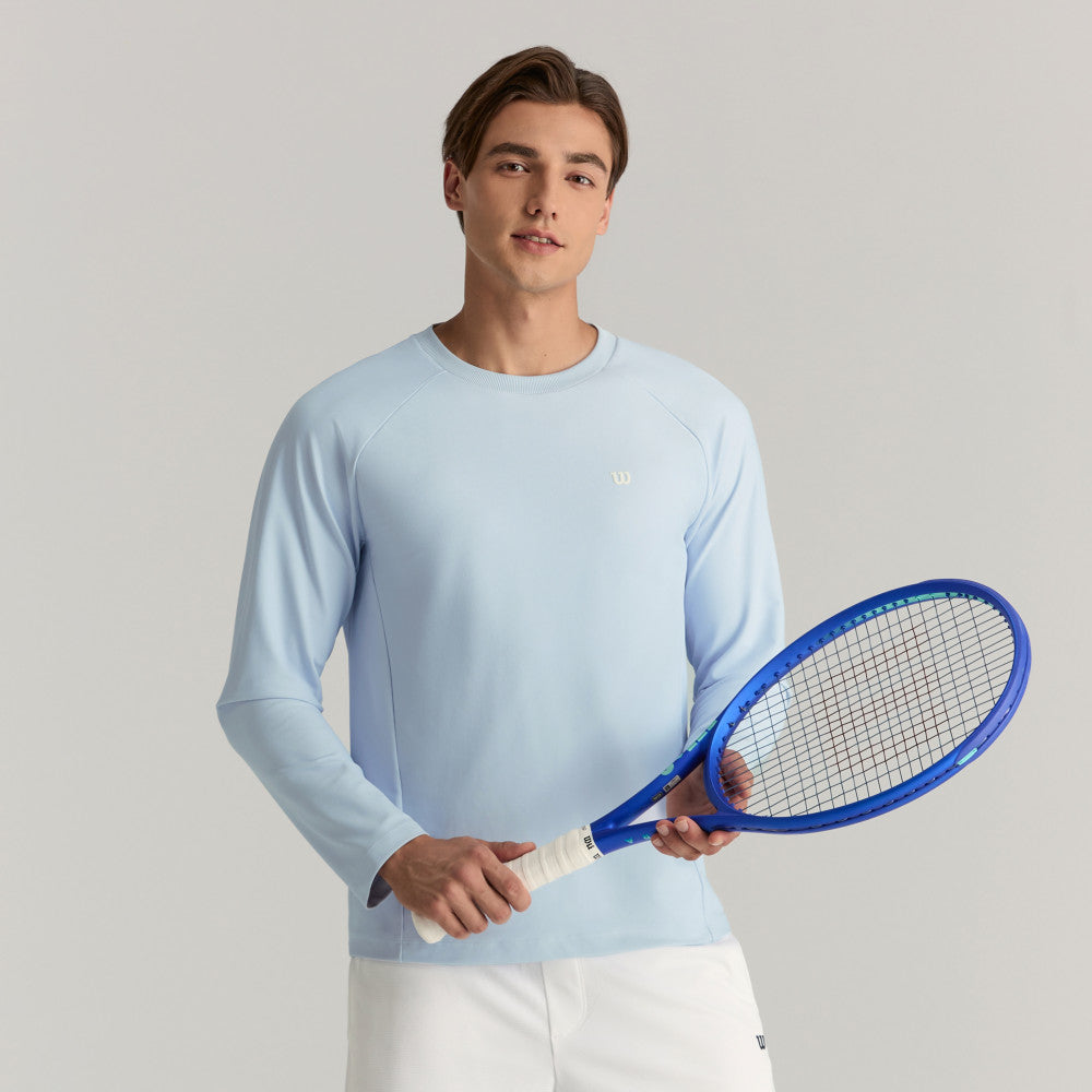 Wilson Active Ls Tee V2 男款 服飾 長袖T恤 長春花藍/白色