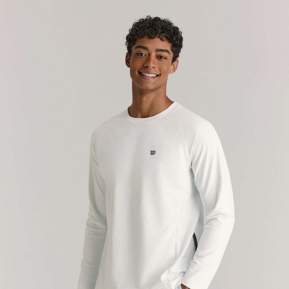 Wilson Active Ls Tee V2 男款 服飾 長袖T恤 長春花藍/白色