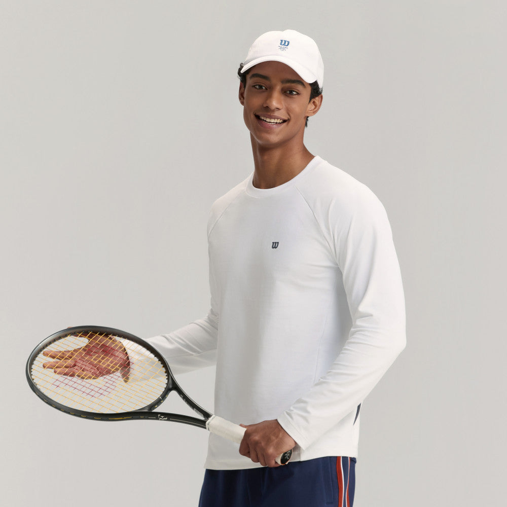 Wilson Active Ls Tee V2 男款 服飾 長袖T恤 長春花藍/白色