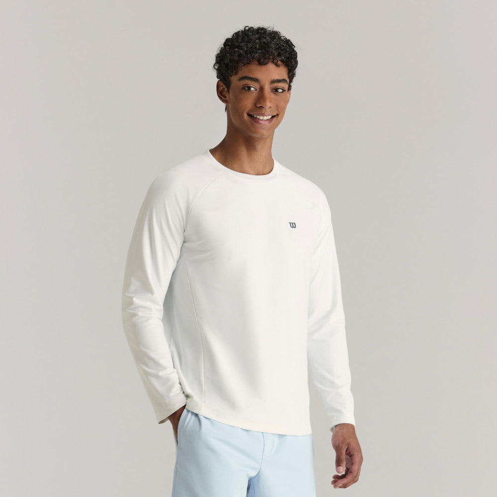 Wilson Active Ls Tee V2 男款 服飾 長袖T恤 長春花藍/白色