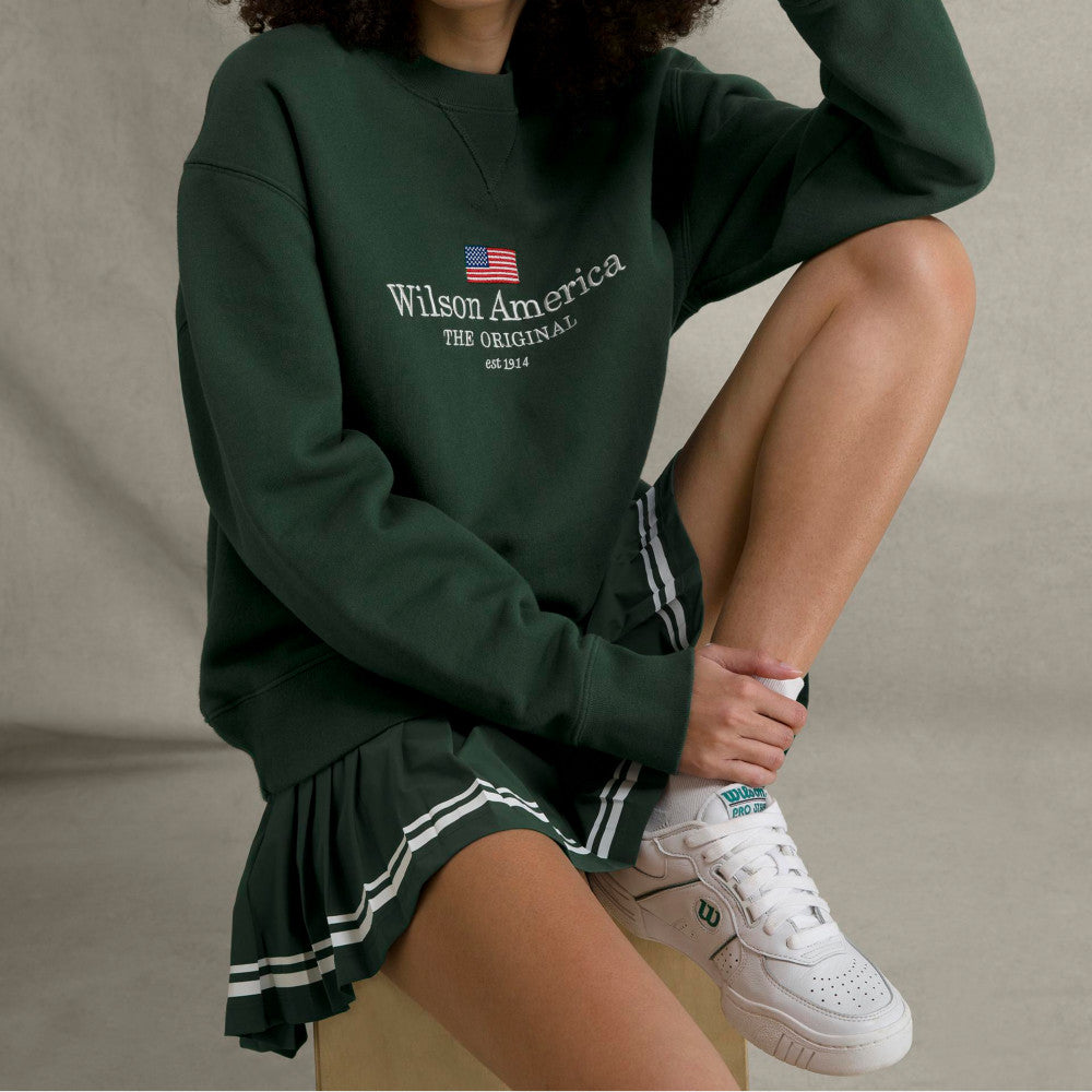 Wilson Midtown Tennis Skirt 女款 服飾 半身裙 梧桐樹綠/白色