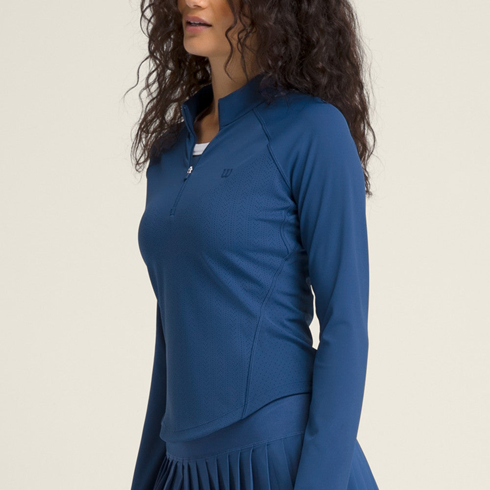 Wilson Laser Lace Half-Zip 女款 服飾 半拉鍊上衣 藍色/白色