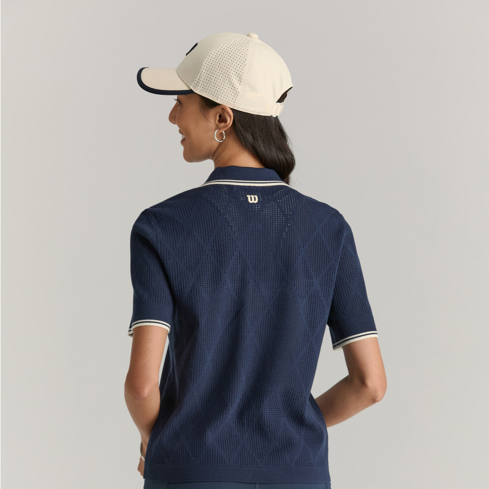 Wilson Addison Knit Polo Classic 女款 服飾 Polo衫 海軍藍/沙色