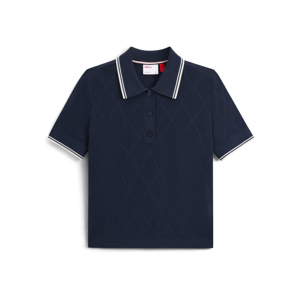 Wilson Addison Knit Polo Classic 女款 服飾 Polo衫 海軍藍/沙色