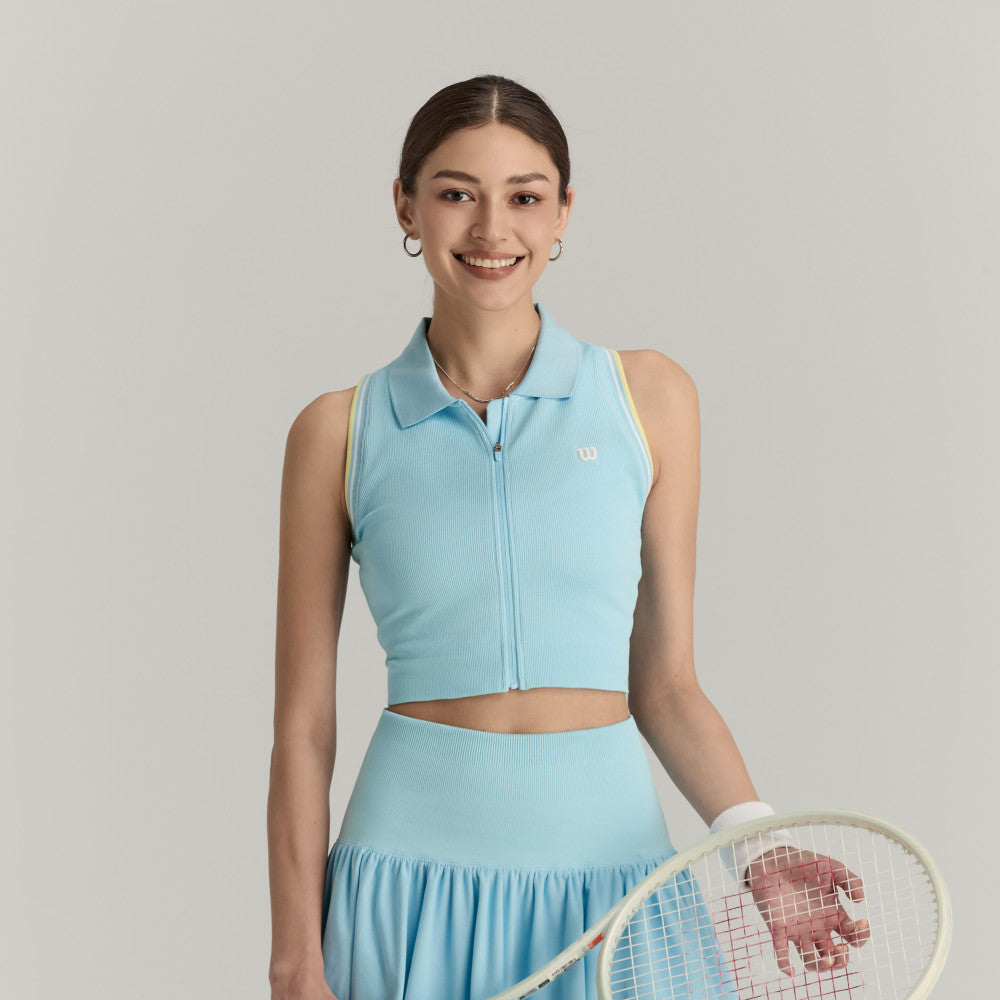Wilson Seamless Full-Zip Tank 女款 服飾 拉鍊背心 海軍藍/檸檬黃/霧霾藍