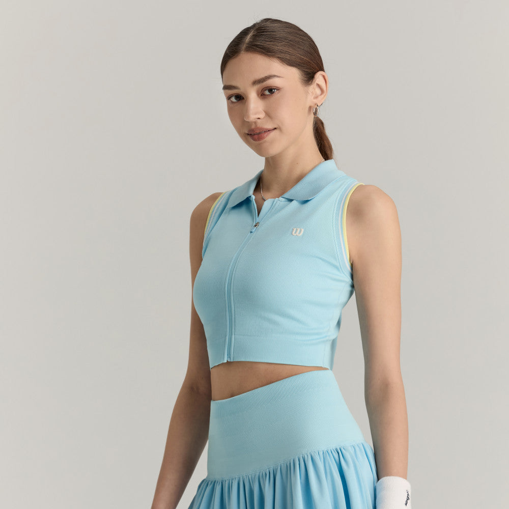 Wilson Seamless Full-Zip Tank 女款 服飾 拉鍊背心 海軍藍/檸檬黃/霧霾藍