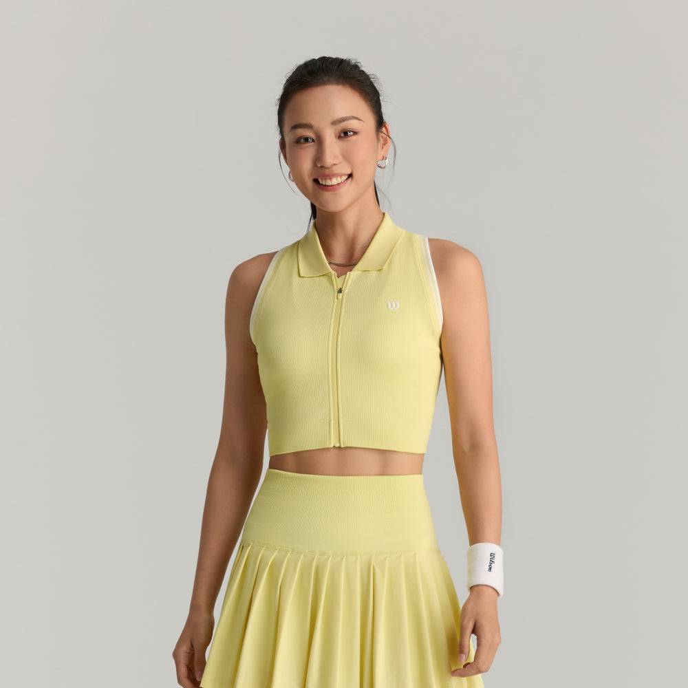 Wilson Seamless Full-Zip Tank 女款 服飾 拉鍊背心 海軍藍/檸檬黃/霧霾藍