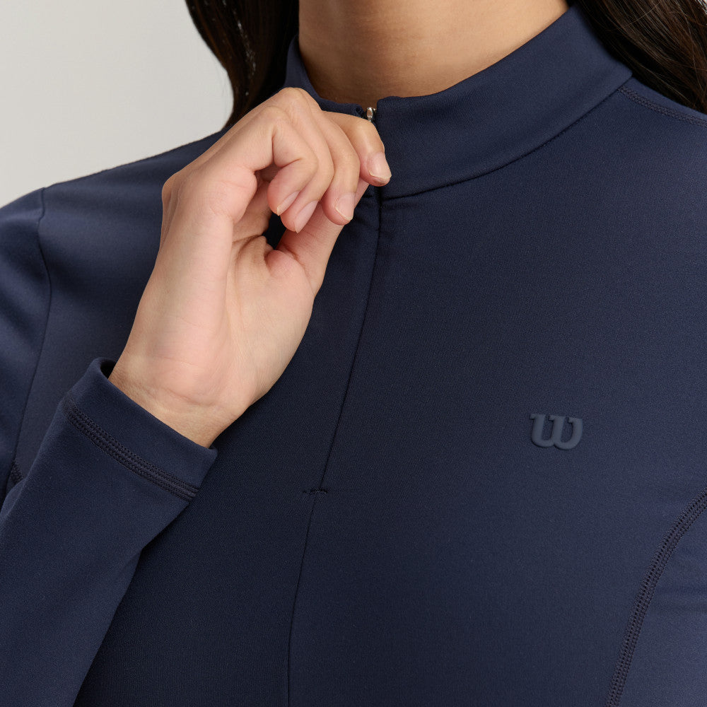 Wilson Velvety Ls Tee 女款 服飾 長袖T恤 海軍藍/長春花藍