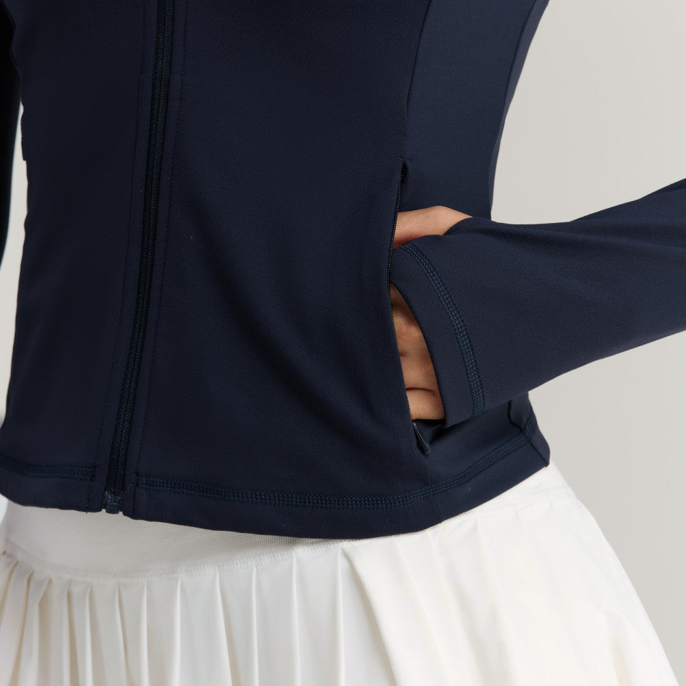 Wilson Velvety Full-Zip Knit Jacket 女款 服飾 拉鍊外套 海軍藍/沙色