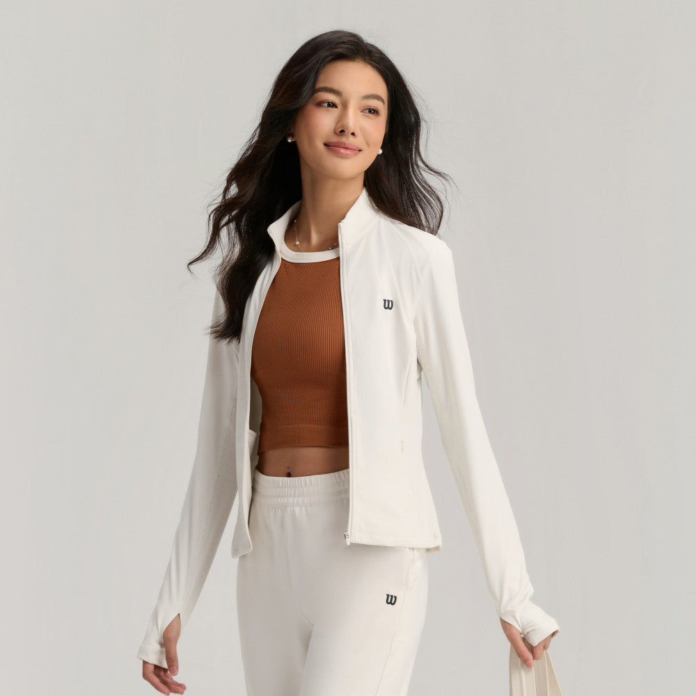 Wilson Velvety Full-Zip Knit Jacket 女款 服飾 拉鍊外套 海軍藍/沙色