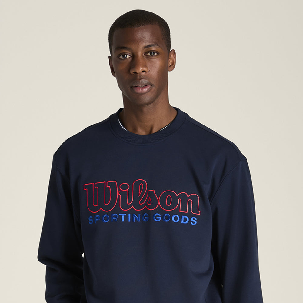 Wilson-男款-服飾-上衣-大學T-海軍藍