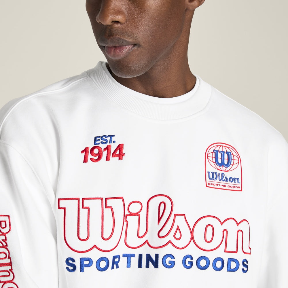 Wilson-男款-服飾-上衣-大學T-白色