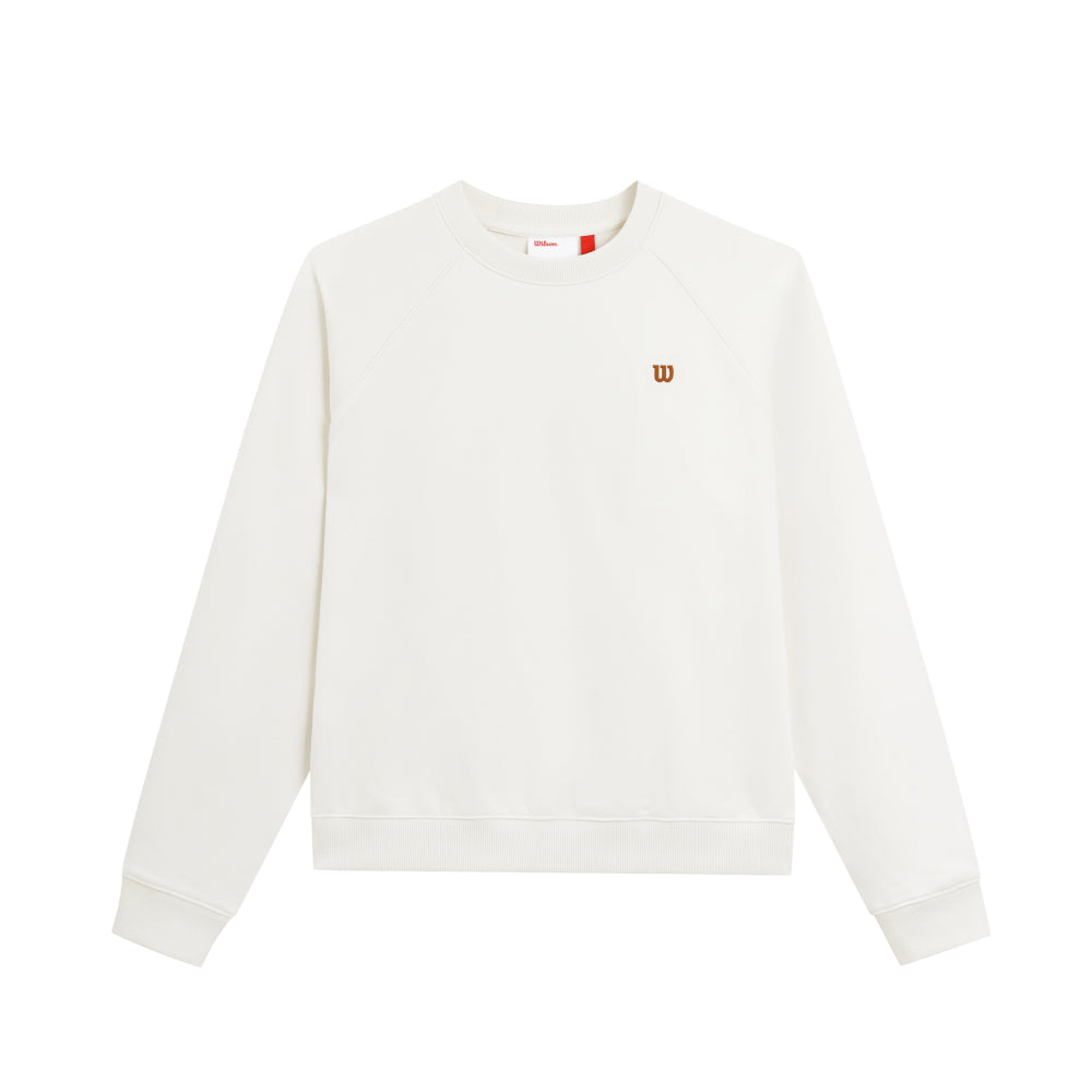 Wilson-女款-服飾-上衣-圓領衛衣/大學T-白色