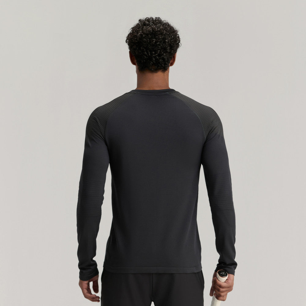 Wilson Court Ready Ls Tee 男款 服飾 長袖T恤 黑色/梧桐樹綠