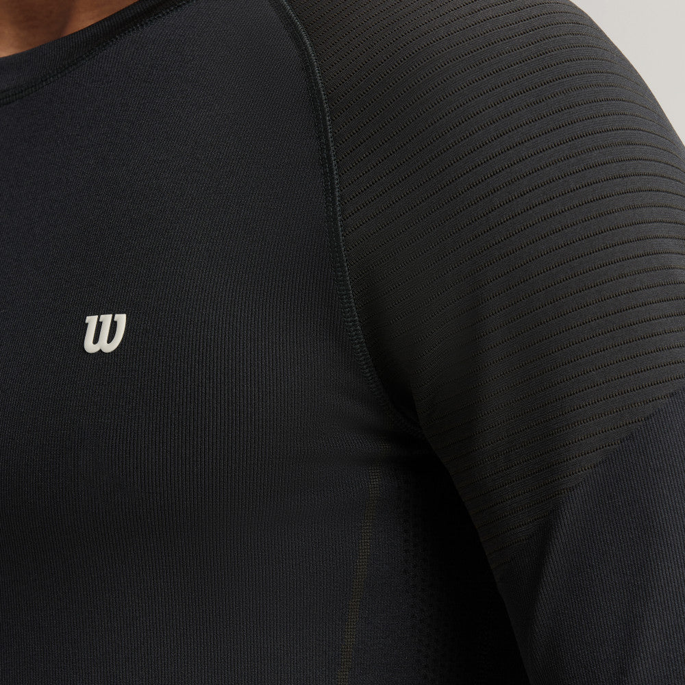 Wilson Court Ready Ls Tee 男款 服飾 長袖T恤 黑色/梧桐樹綠