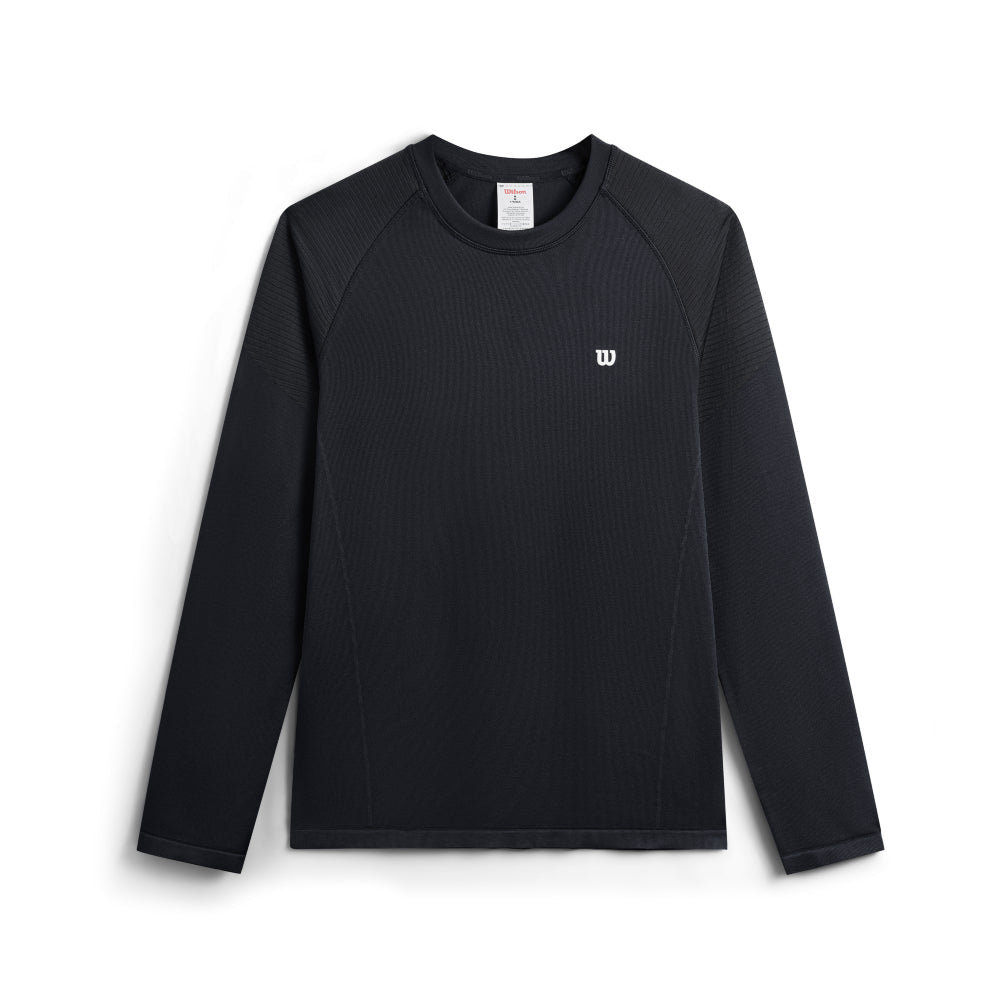 Wilson Court Ready Ls Tee 男款 服飾 長袖T恤 黑色/梧桐樹綠