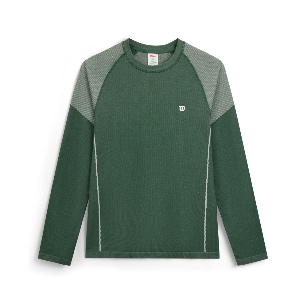 Wilson Court Ready Ls Tee 男款 服飾 長袖T恤 黑色/梧桐樹綠