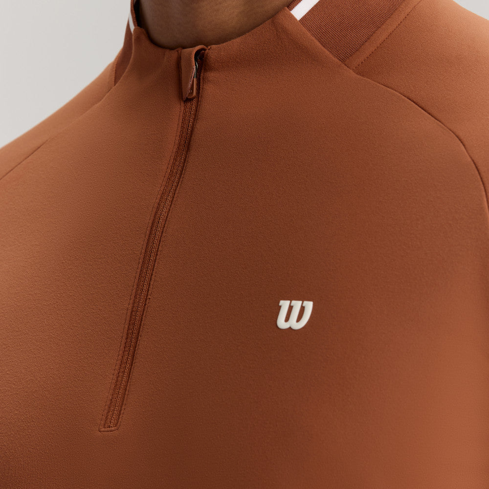 Wilson Practice Rally 1/2 Zip Ls Tee 男款 服飾 長袖T恤 黑色/咖啡色