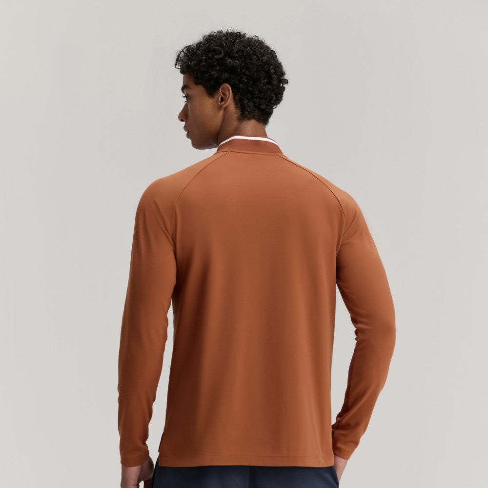 Wilson Practice Rally 1/2 Zip Ls Tee 男款 服飾 長袖T恤 黑色/咖啡色