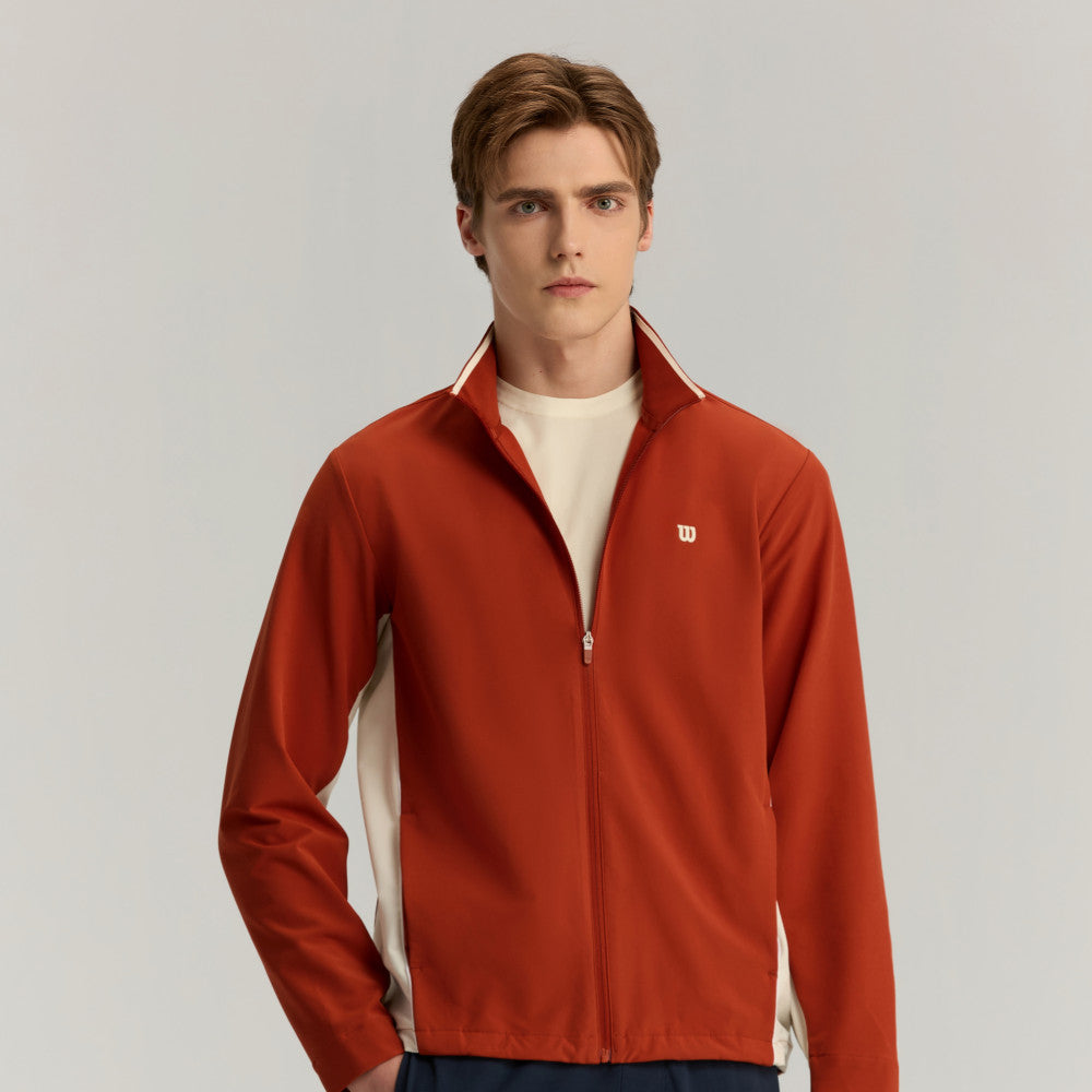 Wilson Depth Shot Track Suit 男款 服飾 外套 沙色/辣紅色