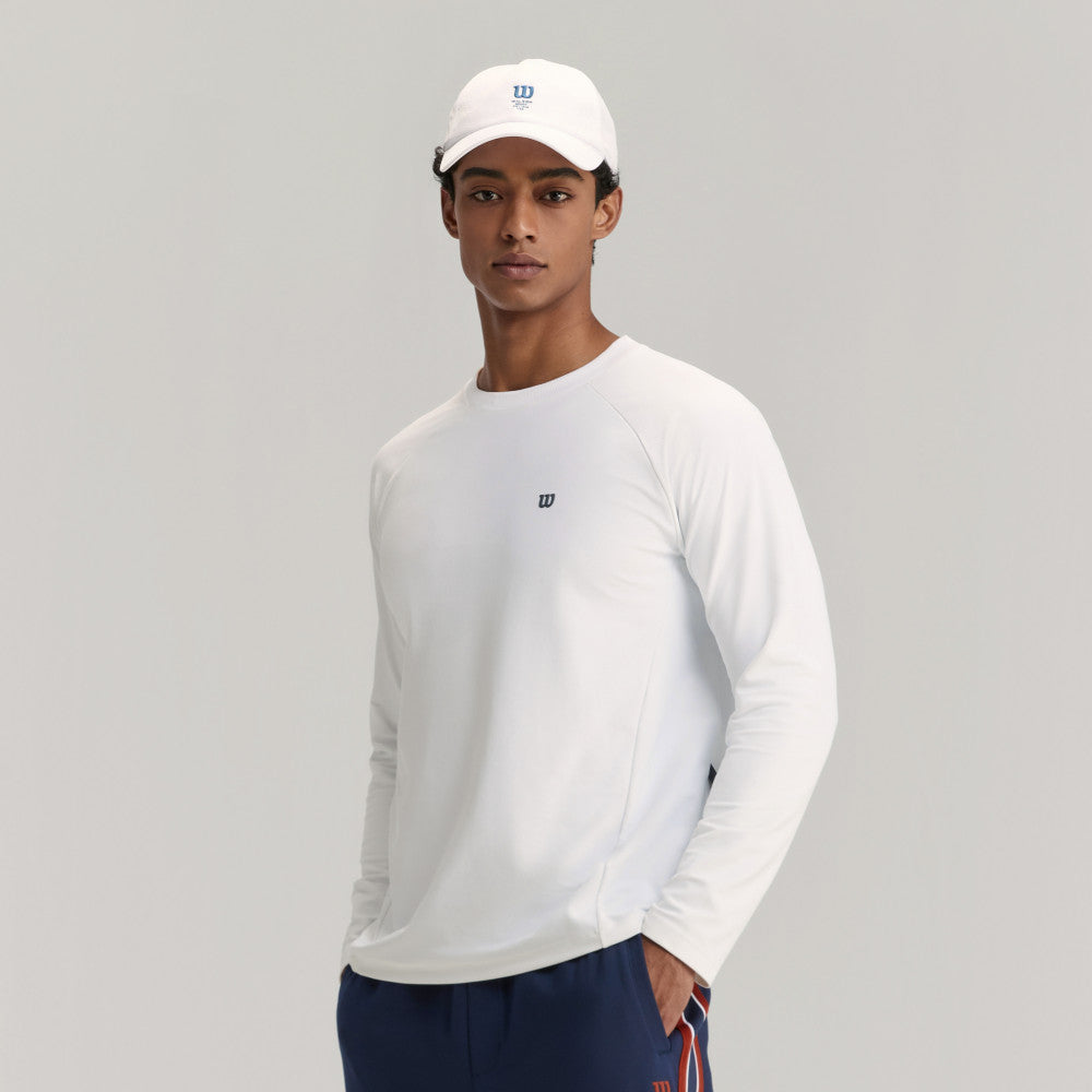 Wilson Active Ls Tee V2 男款 服飾 長袖T恤 長春花藍/白色