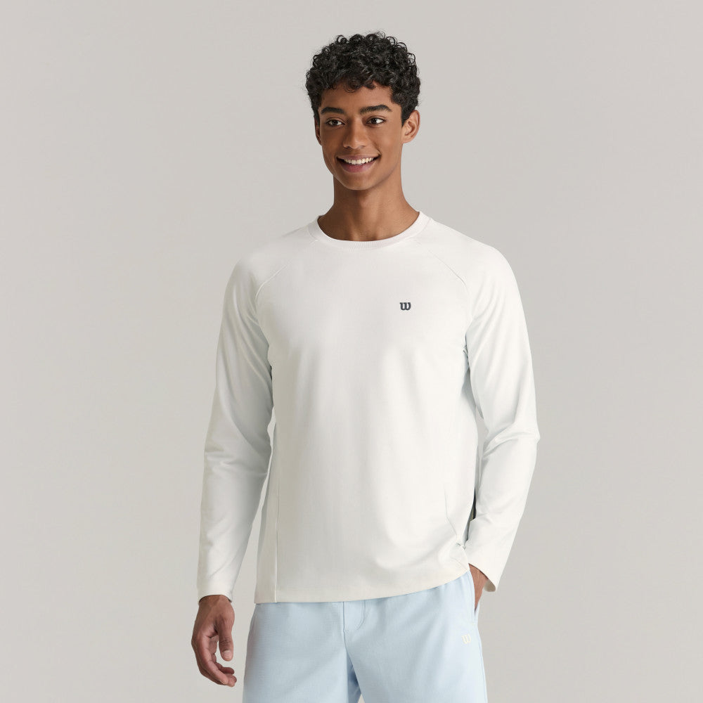 Wilson Active Ls Tee V2 男款 服飾 長袖T恤 長春花藍/白色