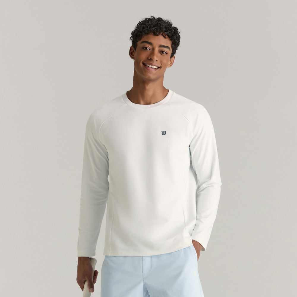 Wilson Active Ls Tee V2 男款 服飾 長袖T恤 長春花藍/白色