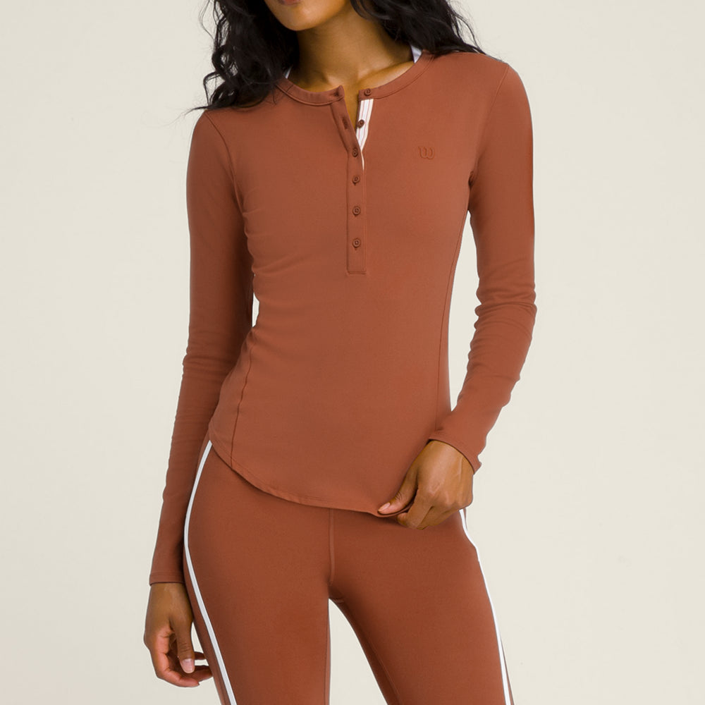 Wilson Linden Henley 女款 服飾 亨利領上衣 咖啡色/沙色