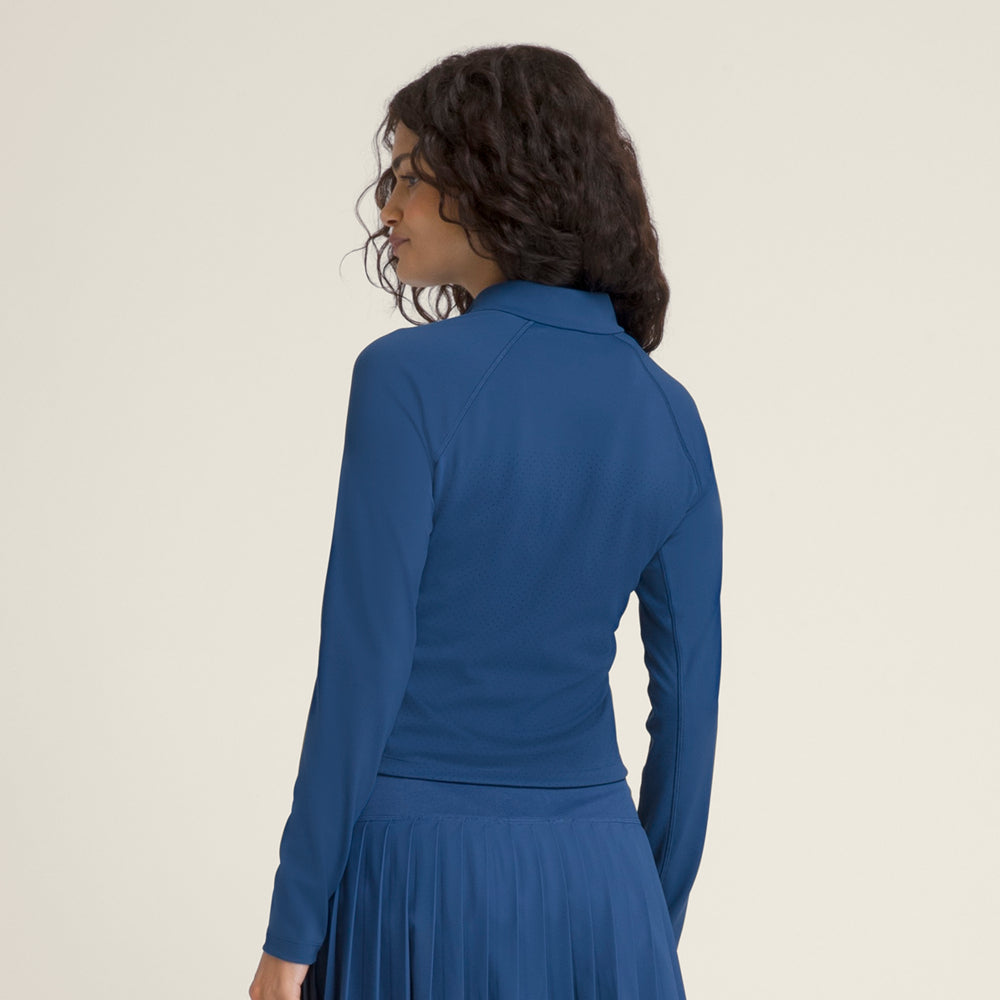 Wilson Laser Lace Half-Zip 女款 服飾 半拉鍊上衣 藍色/白色