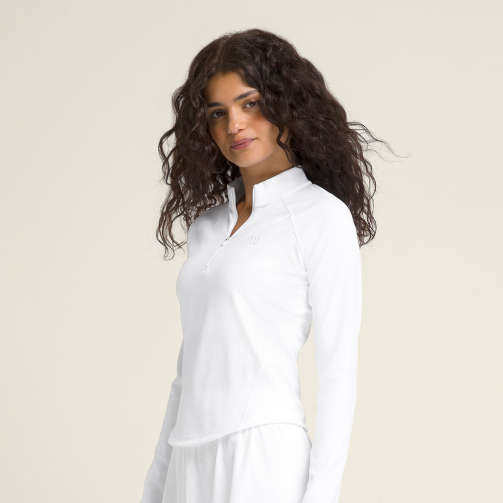 Wilson Laser Lace Half-Zip 女款 服飾 半拉鍊上衣 藍色/白色