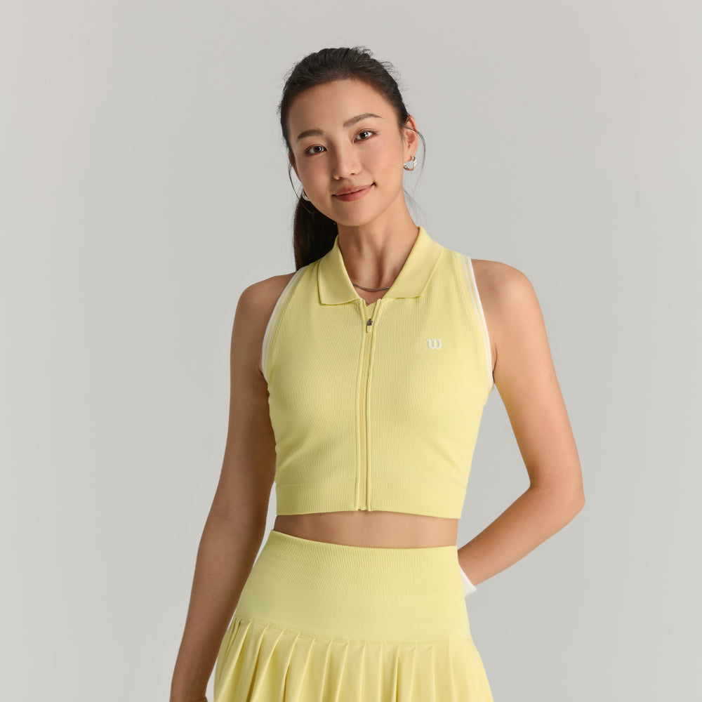 Wilson Seamless Full-Zip Tank 女款 服飾 拉鍊背心 海軍藍/檸檬黃/霧霾藍