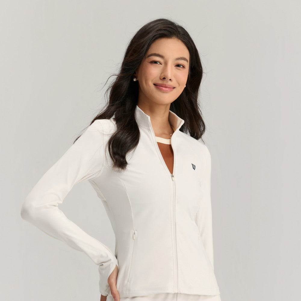 Wilson Velvety Full-Zip Knit Jacket 女款 服飾 拉鍊外套 海軍藍/沙色