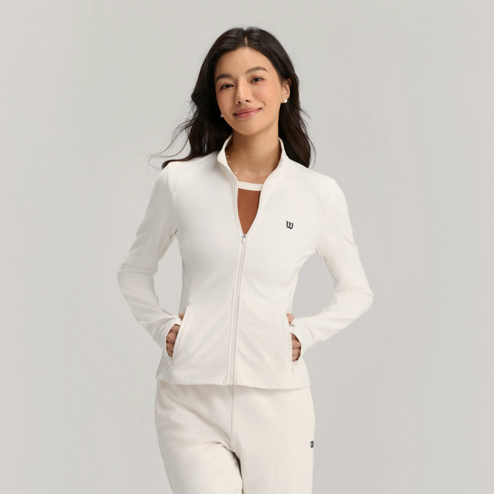 Wilson Velvety Full-Zip Knit Jacket 女款 服飾 拉鍊外套 海軍藍/沙色