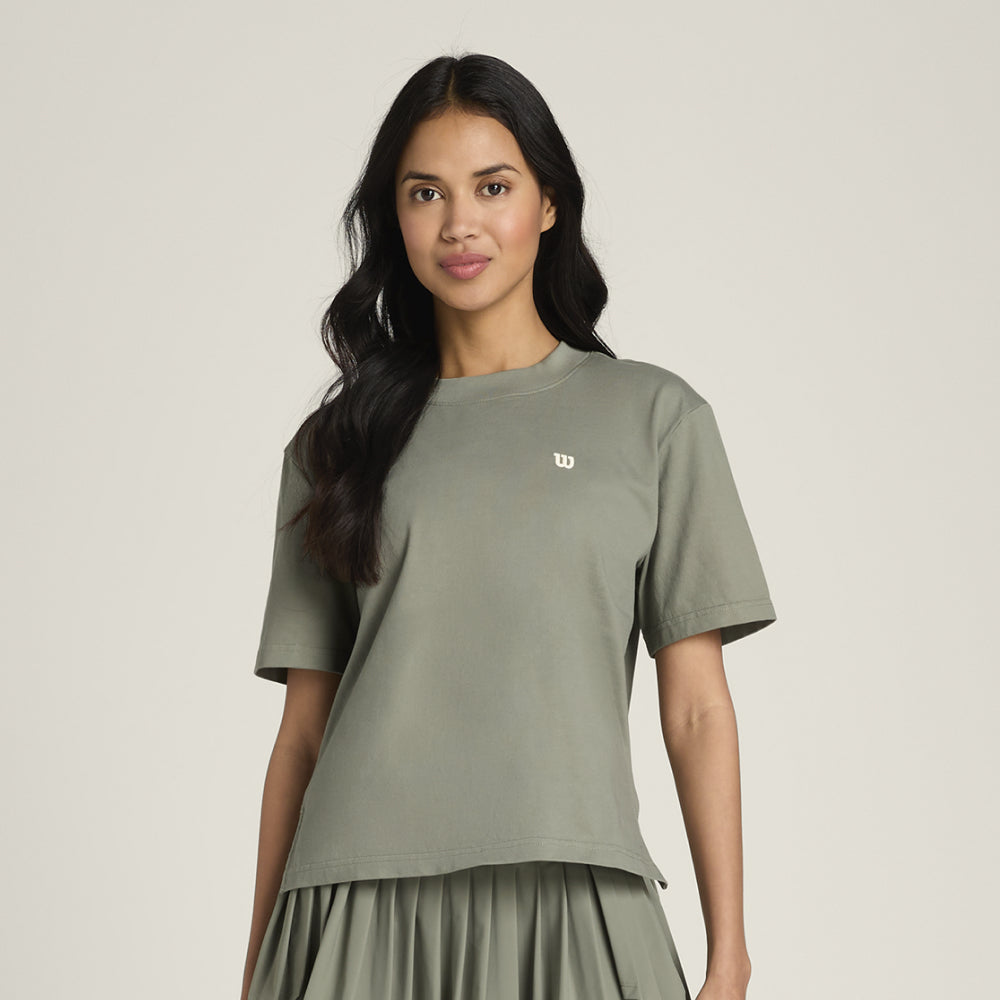 Wilson-女款-服飾-上衣-短袖T恤-綠色