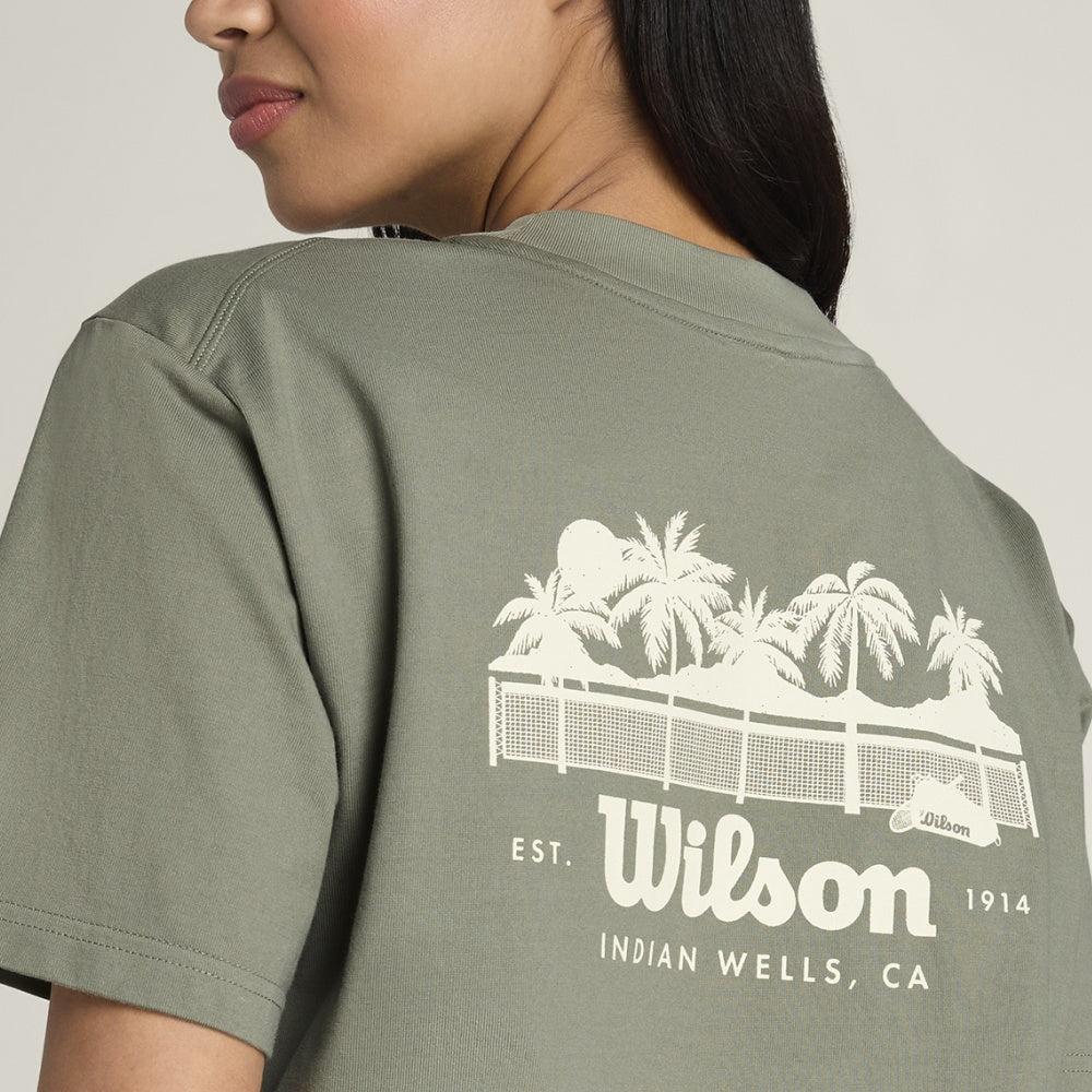 Wilson-女款-服飾-上衣-短袖T恤-綠色