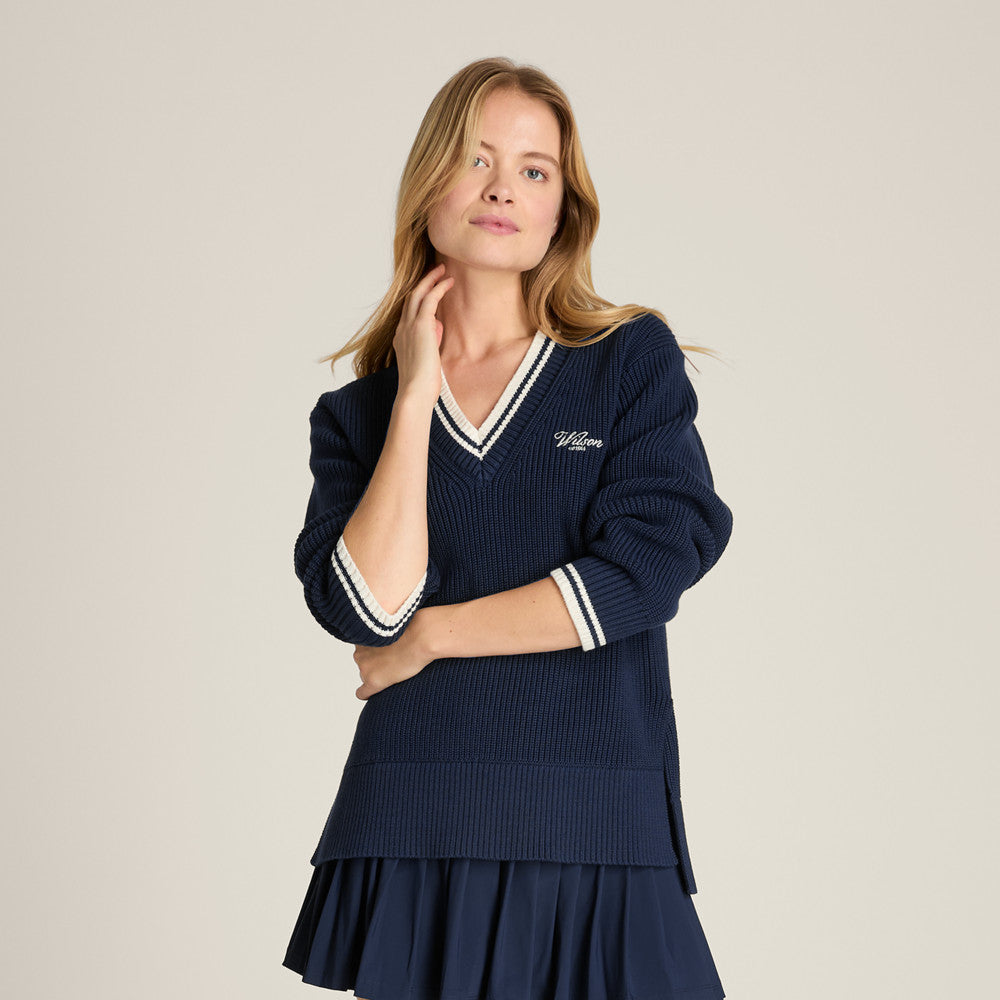 Wilson-女款-服飾-上衣-毛衣-海軍藍