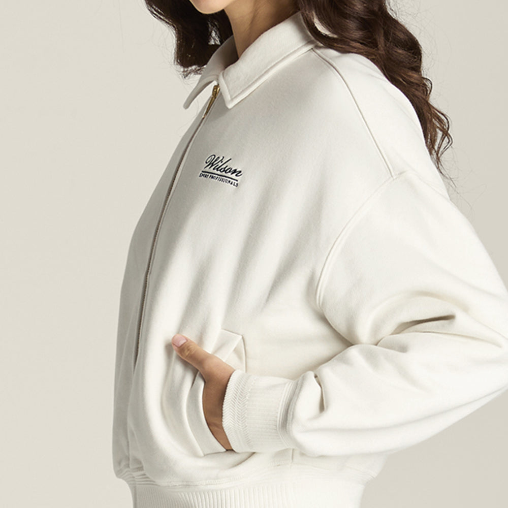 Wilson-女款-服飾-上衣-大學T-白色