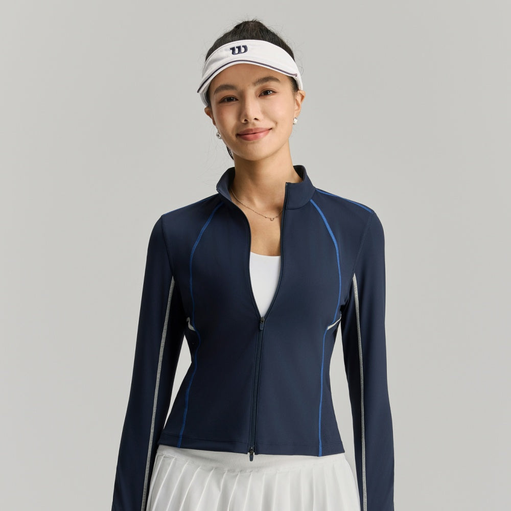 Wilson-女款-服飾-上衣-長袖T恤-海軍藍