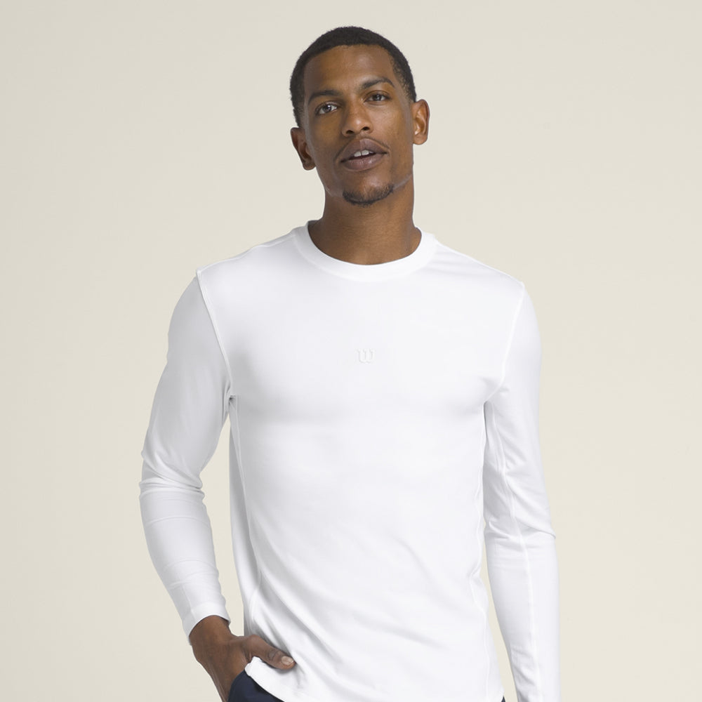 Wilson-男款-服飾-上衣-長袖T恤-白色