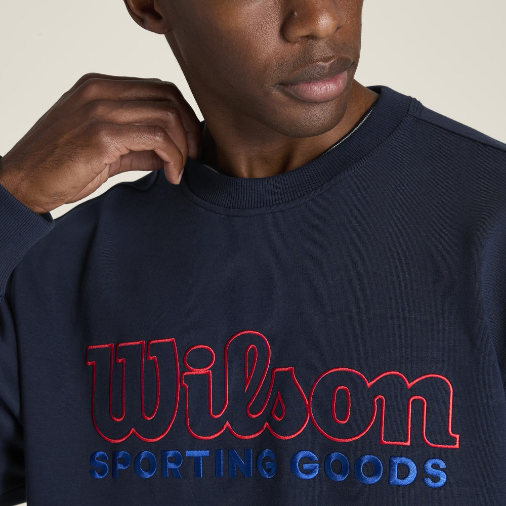 Wilson-男款-服飾-上衣-大學T-海軍藍